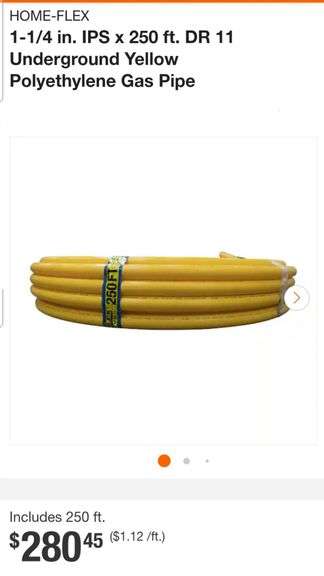 HOME-FLEX

1-1/4 in. IPS x 250 ft. DR 11 Underground Yellow Polyethylene Gas Pipe