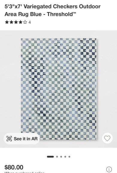 Variegated Checkers Outdoor Area Rug Blue - Threshold 5'3"x7'