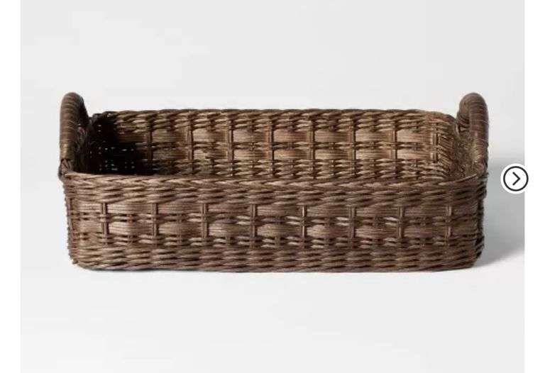 Rattan Decorative Tray with Leather Handles Dark Brown - Threshold™ designed with Studio McGee