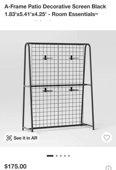 A-Frame Patio Decorative Screen Black 1.83'x5.41'x4.25' - Room Essentials