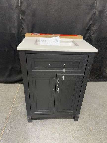 Home Decorators Collection Beaufort 24 in. Single Sink Black Bath Vanity with White Engineered Stone Top (Assembled)
