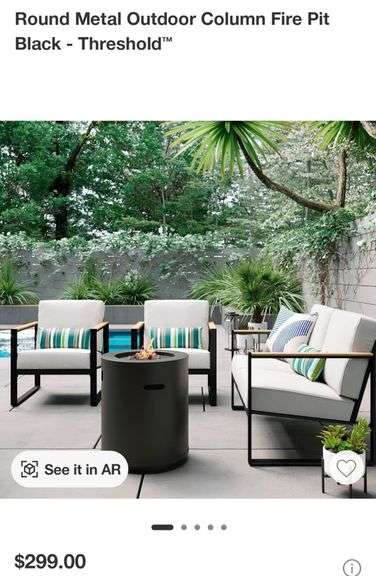 Round Metal Outdoor Column Fire Pit Black - Threshold