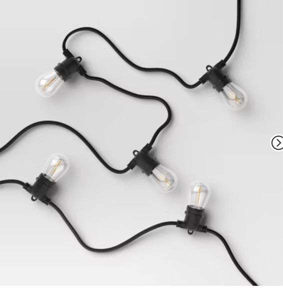 10ct LED Non-Drop Indoor Outdoor Café String Lights Clear Bulbs with Black Wire - Threshold™: UL Listed, Electric Patio Lighting