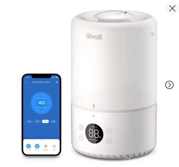 Levoit 200S Dual Smart Top Fill Humidifier: Cool Mist, Ultrasonic, No Filter, 25 Hr Run, 100-300 sq. ft., Bedroom & Baby