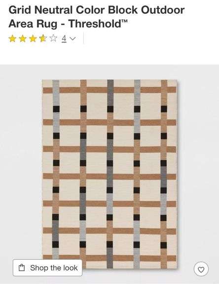 Grid Neutral Color Block Outdoor Area Rug - Threshold 5'x7'