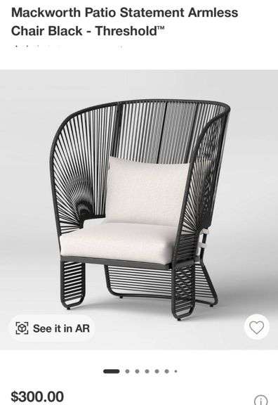 Mackworth Patio Statement Armless Chair Black - Threshold