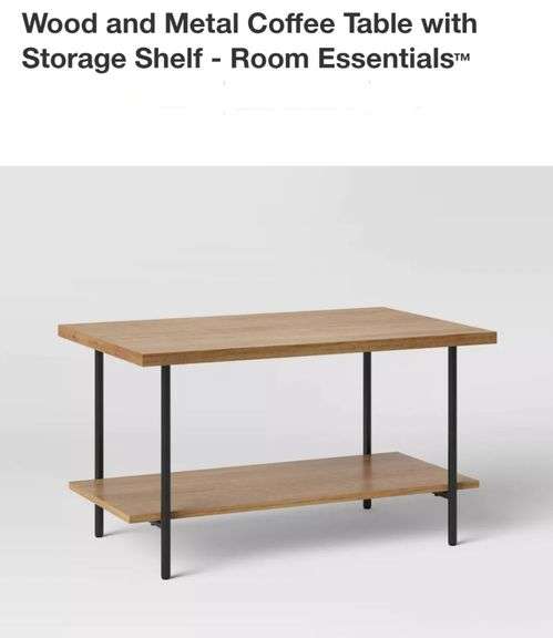 Wood and Metal Coffee Table with Storage Shelf - Room Essentials