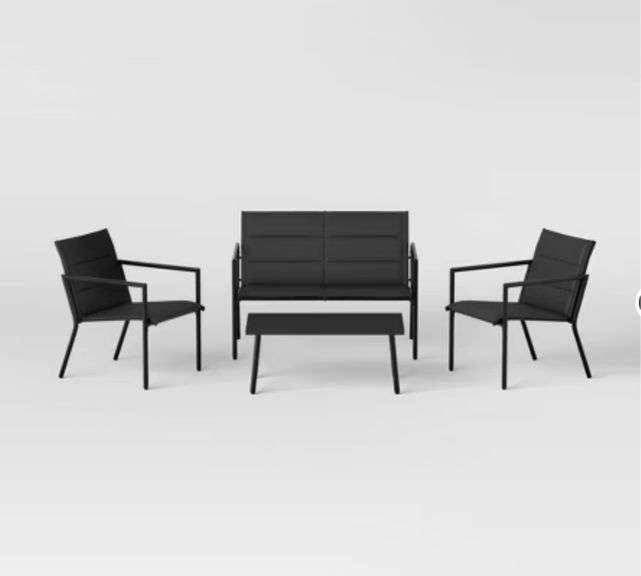 4pc Padded Sling Patio Conversation Set Black - Room Essentials™