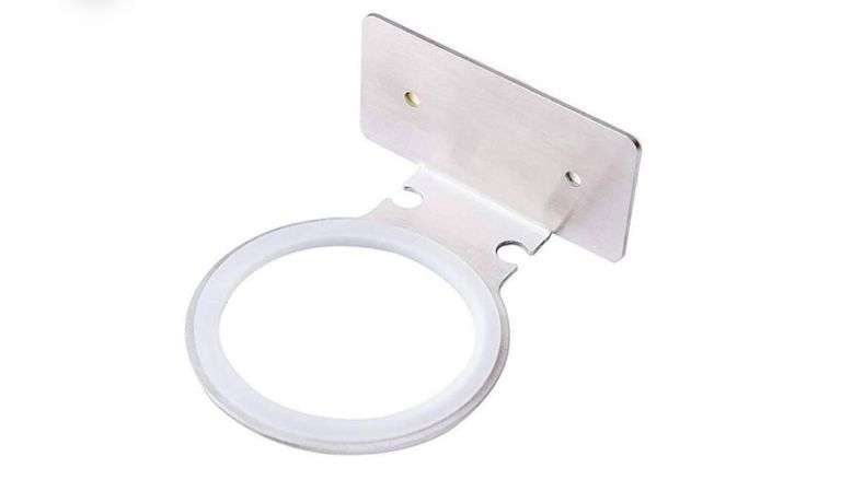 Bathroom Hair Dryer Holder Wall Mount, 3M Self-Adhesive or Drilling Stainless Steel and Rubber Padding Bathroom Organize Stand