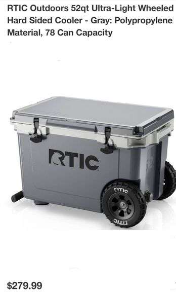 RTIC Outdoors 52qt Ultra Light Wheeled Hard Sided Cooler