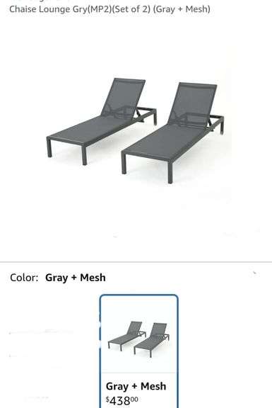 Chaise Lounge Gry(MP2)(Set of 2) (Gray + Mesh)