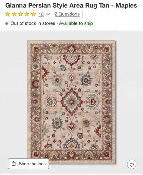 5x7 Gianna Persian Style Area Rug Tan - Maples