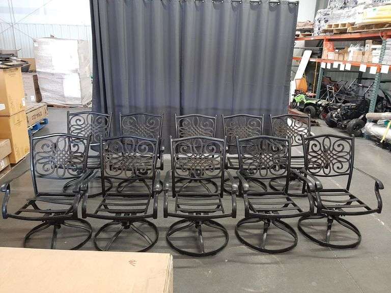 READ!!! 10pc Aluminum Bronze Frame Swivel Rocker Dining Chair