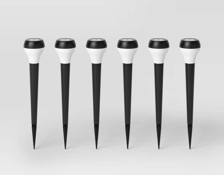 6pk Round Solar LED Outdoor Path Lights Matte Black - Room Essentials™: Weather-Resistant, Automatic Lighting, Integrated Bulb