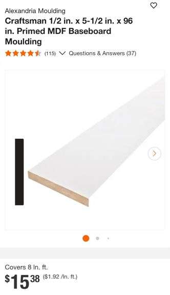Approximately 51pcs of Alexandria Moulding Craftsman 1/2 in. x 5-1/2 in. x 96 in. Primed MDF Baseboard Moulding & More