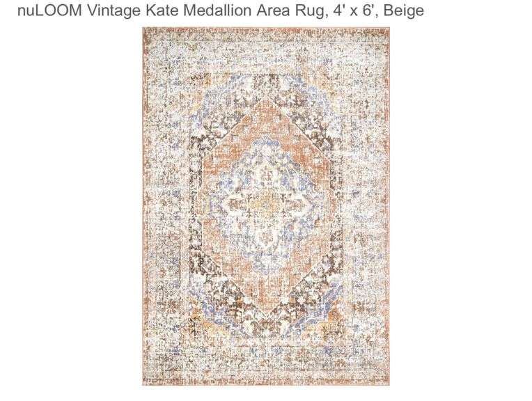 nuLOOM Vintage Kate Medallion Area Rug, 4' x 6', Beige
