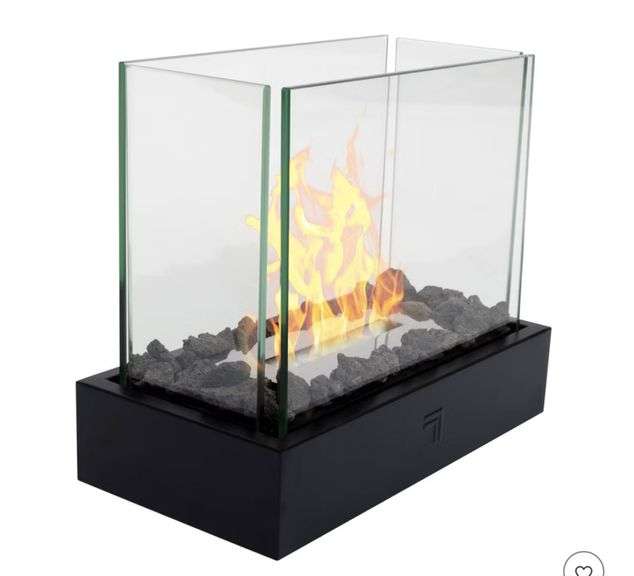 Sharper Image Infinity Outdoor Tabletop Fire Pit Black: Steel & Glass, Isopropyl Alcohol Powered, Easy Assembly