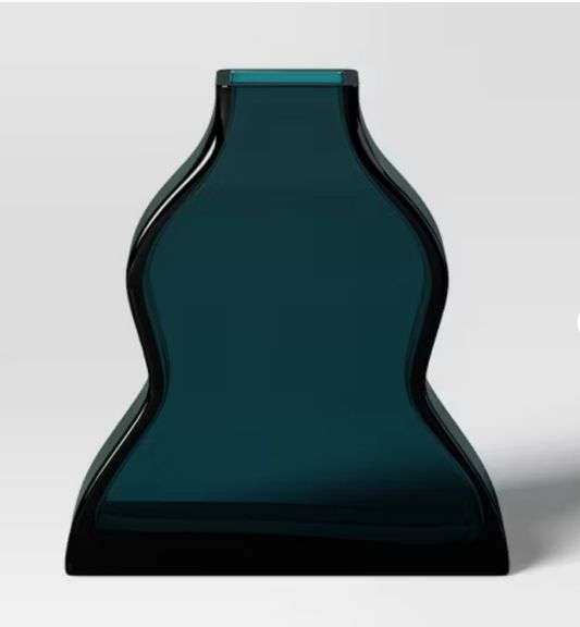 Large Teal Curved Glass Vase - Threshold