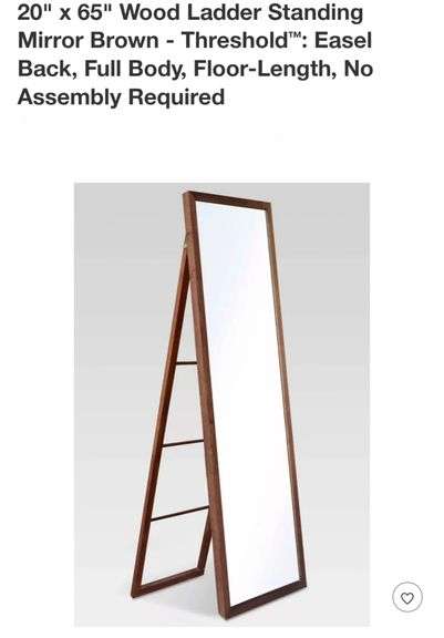 READ!! 20" x 65" Wood Ladder Standing Mirror Brown - Threshold™: Easel Back, Full Body, Floor-Length, No Assembly Required