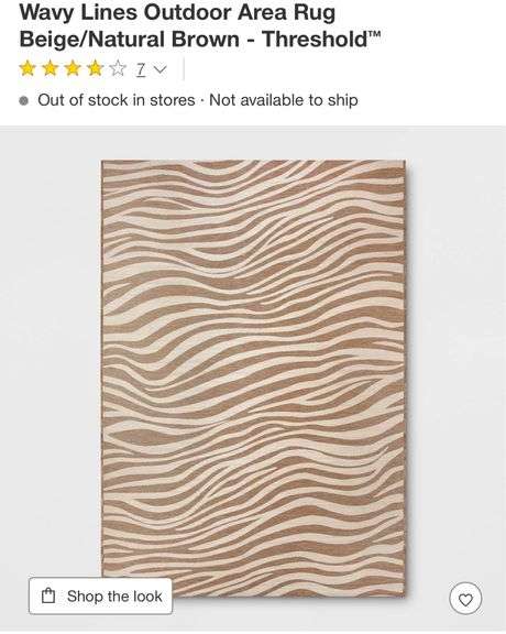 7’x10’ Wavy Lines Outdoor Area Rug Beige/Natural Brown - Threshold