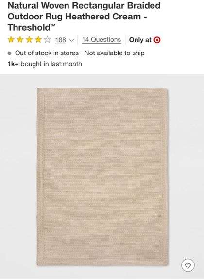 5’x7’ Natural Woven Rectangular Braided Outdoor Rug Heathered Cream - Threshold™