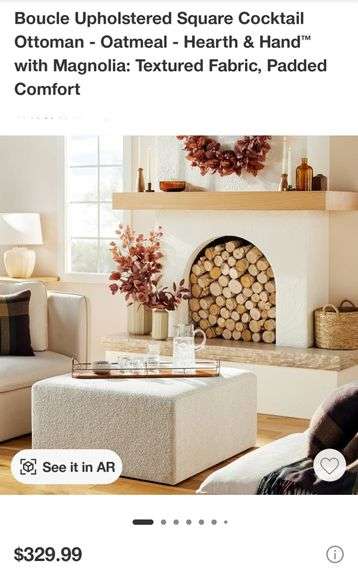 Hearth & Hand Boucle Upholstered Square Cocktail Ottoman