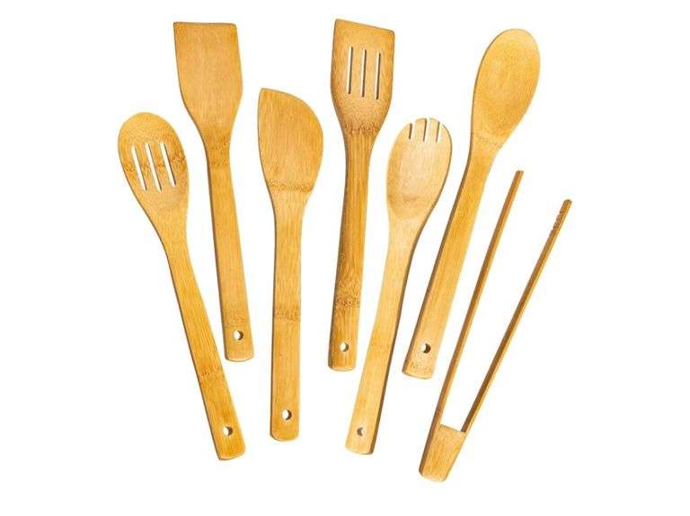 Wooden Spoons for Cooking 7-Piece, Kitchen Nonstick Bamboo Cooking Utensils Set, Healthy Bamboo Wooden Spatula Spoon for Cooking