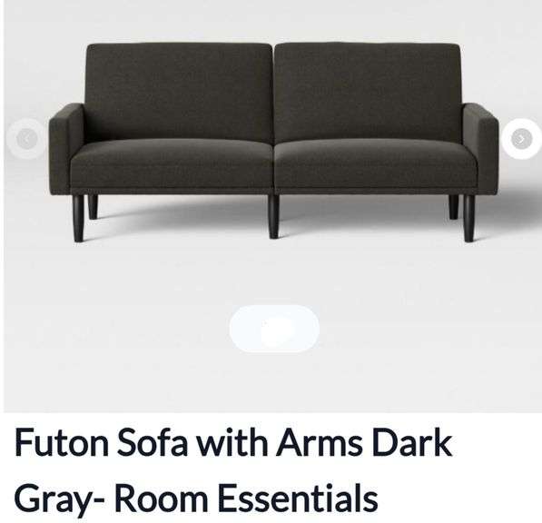 Futon Sofa with Arms Dark Gray- Room Essentials