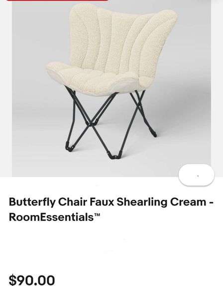 Butterfly Chair Faux Shearling Cream - RoomEssentials