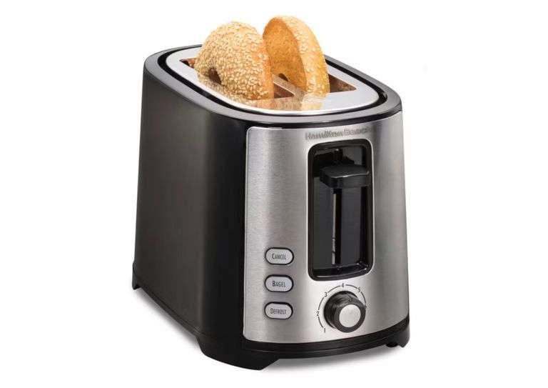 Hamilton Beach 2-Slice Toaster - Black - #22633: Metal, 750W, Compact Bread & Bagel Toaster, Easy Clean