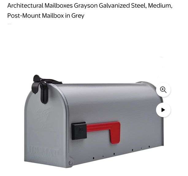 Architectural Mailboxes Grayson Galvanized Steel, Medium, Post-Mount Mailbox in Grey