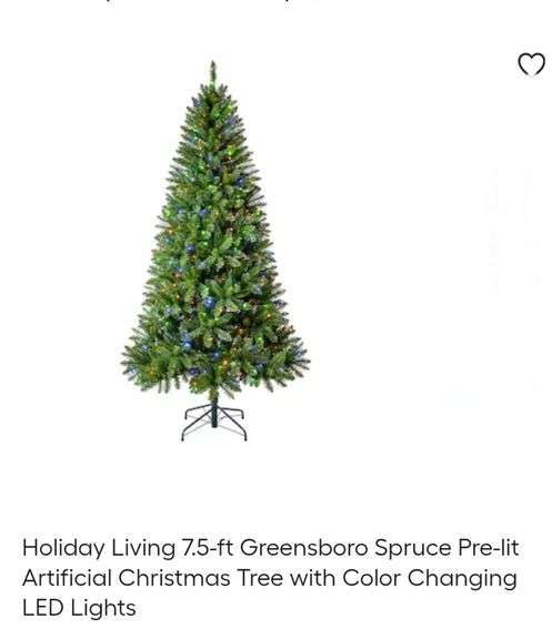 Holiday Living 7.5-ft Greensboro Spruce Pre-lit Artificial Christmas Tree with Color Changing LED Lights
