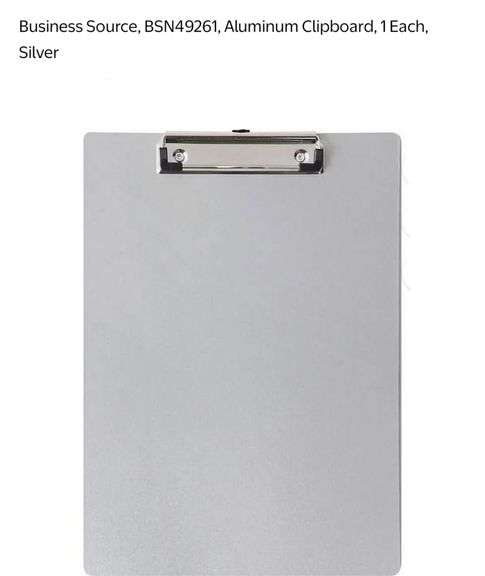8pc Business Source, BSN49261, Aluminum Clipboard,Silver