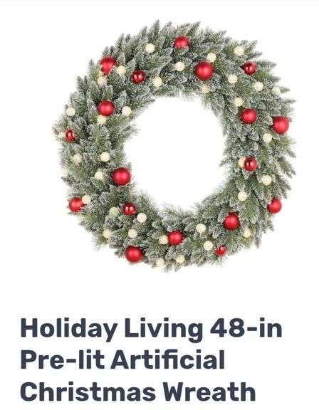 Holiday Living 48-in Pre-lit Artificial Christmas Wreath