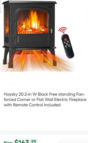 Haysky 20.2-in W Black Free standing Fan-forced Corner or Flat Wall Electric Fireplace with Remote Control Included