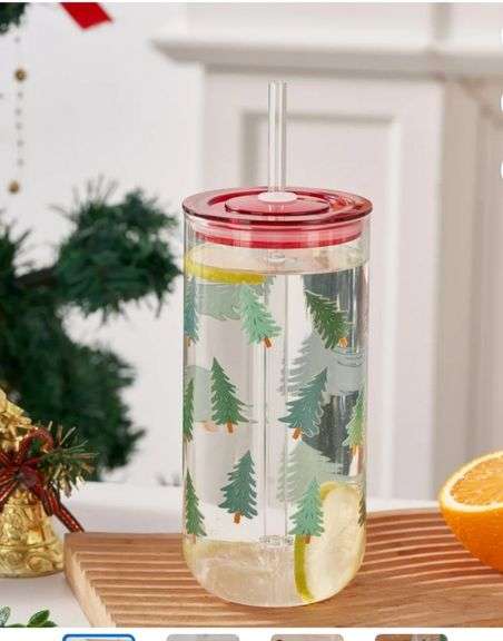 2pc Holiday Time Christmas Tree Cups With Lid 20oz