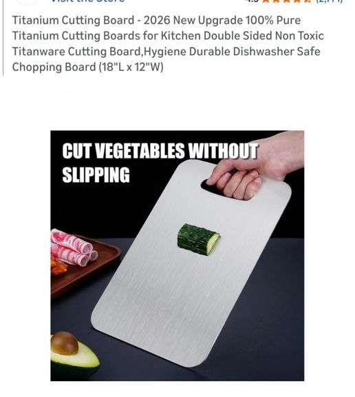 READ!! 100% Pure Titanium Cutting Boards for Kitchen Double Sided Non Toxic Titanware Cutting Board,Hygiene Durable Dishwasher Safe Chopping Board (18"L x 12"W)