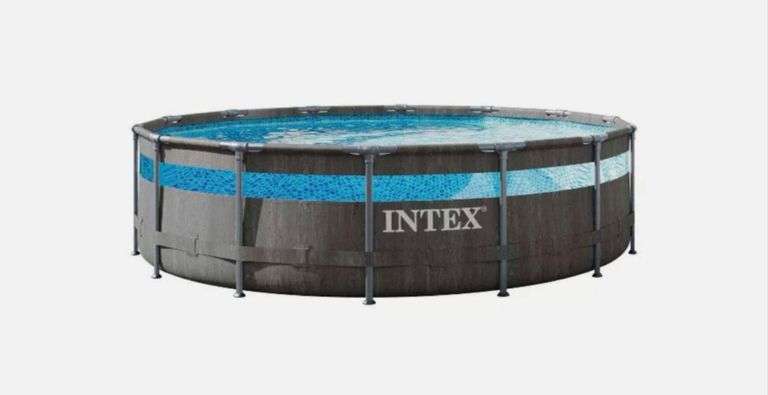 INTEX 14' X 42" CLEARVIEW PRISM FRAME ABOVE GROUND POOL - GRAYWOOD PRINT