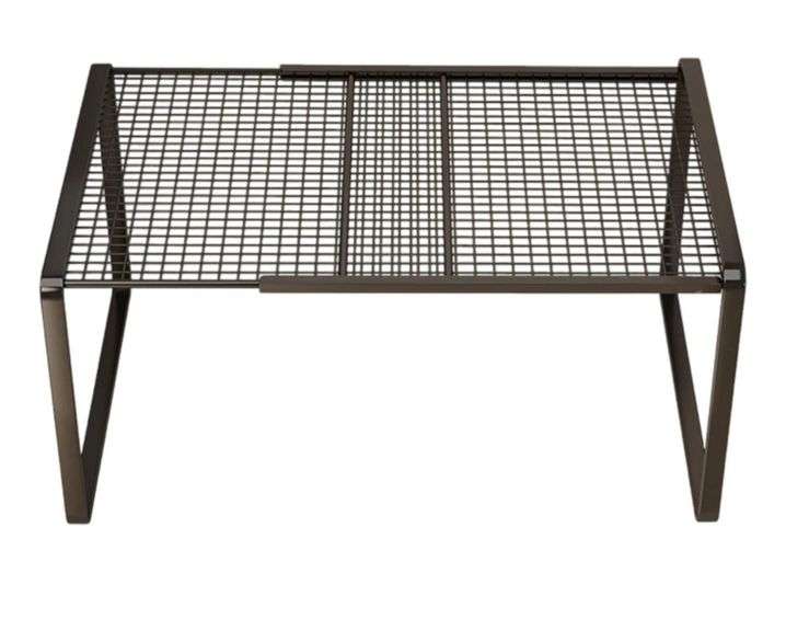 Extendable Metal Wire Shelf Organizer Adjustable 15-24.4in Length, Stackable Storage Rack for Kitchen/Pantry/Bathroom/Cabinet/Closet (Black)