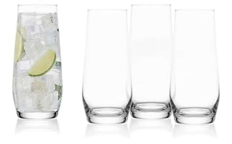 Mikasa Samantha Highball Tumbler Beverage Glass, Set Of 4, 19 Ounce