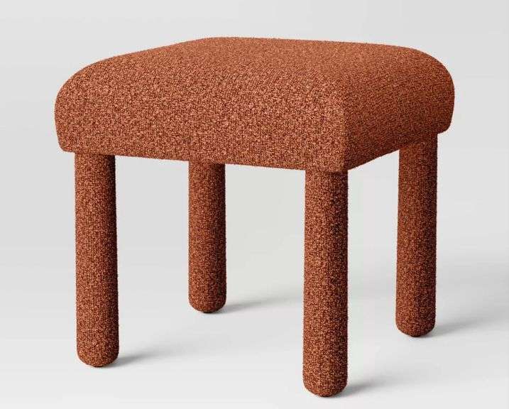 Upholstered Square Stool Ottoman Rust Boucle - Room Essentials™