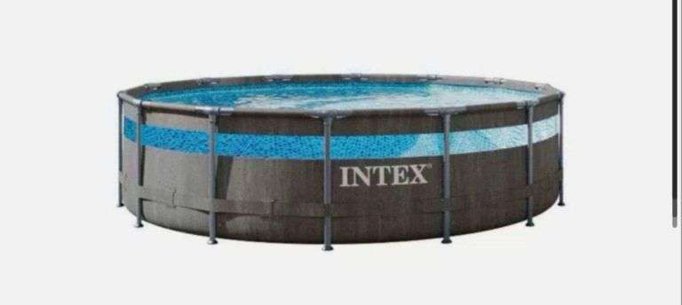 INTEX 14' X 42" CLEARVIEW PRISM FRAME ABOVE GROUND POOL - GRAYWOOD PRINT