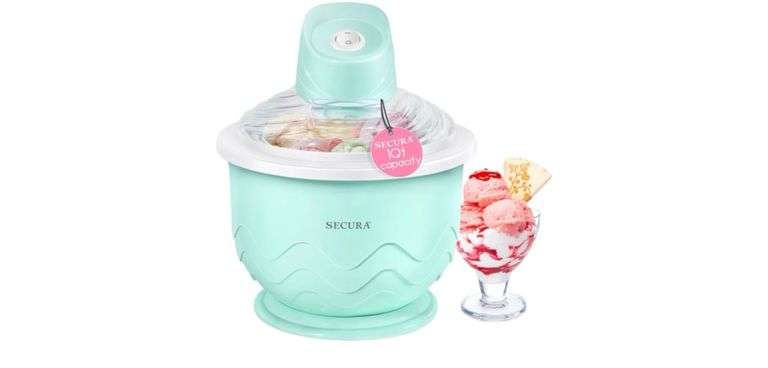 Secura Ice Cream Maker, DIY Visualization Ice Cream Machine for Gelato, Sorbet, Frozen Yogurt, Perfect for Beginners, Food Grade Safe Material, 1QT