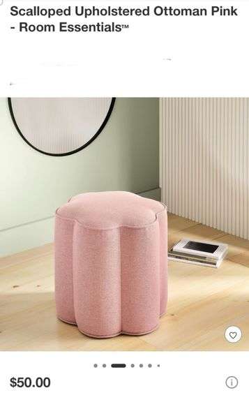 Scalloped Upholstered Ottoman Pink - Room Essentials