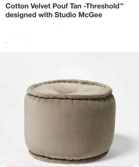 Cotton Velvet Pouf Tan -Threshold™ designed with Studio McGee