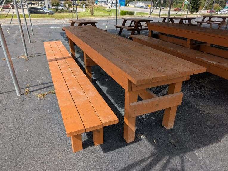 12' Wooden Table with Single Bench