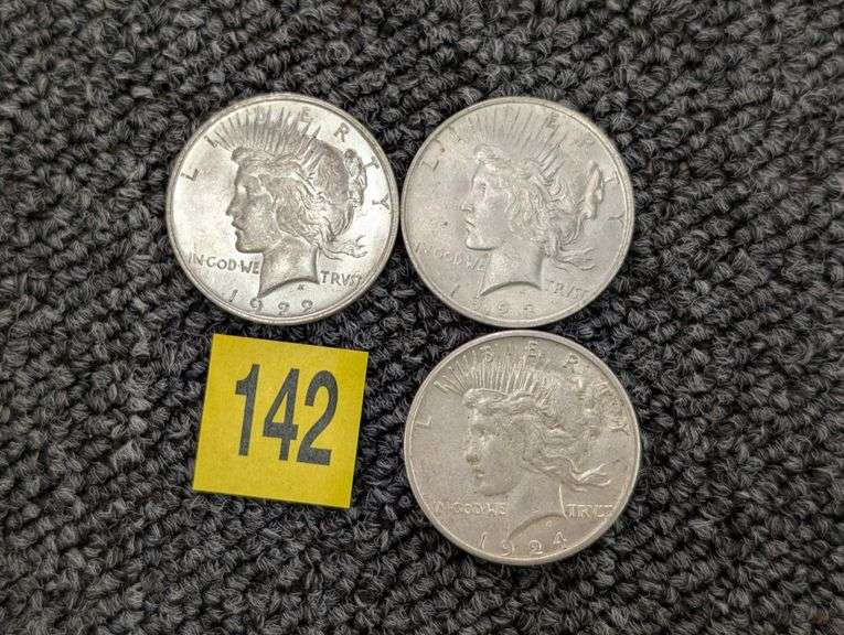 1922, 23, 24 Peace Silver Dollars