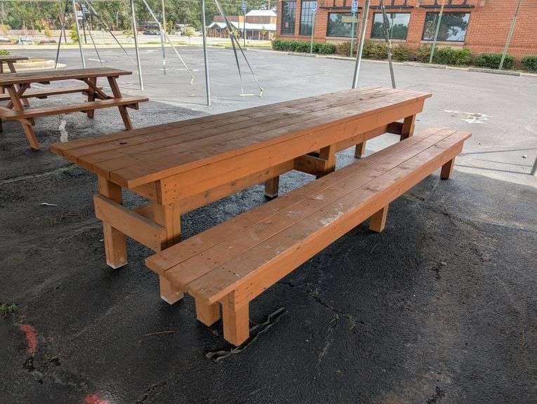 12' Wooden Table with Single Bench