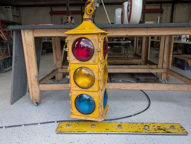 Vintage Cast Aluminum 4-Way Traffic Signal