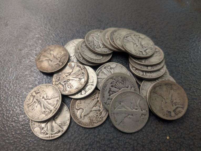Lot of 28 Walking Liberty Half Dollars. (90% Silver)